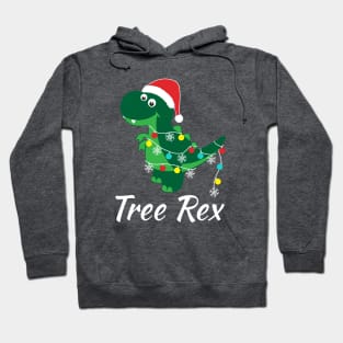 Cute Tyrannosaurus Tree Rex Funny Dino Santa Hat Christmas Dinosaur Hoodie